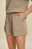 Double Take Full Size Texture Short Sleeve Top and Shorts Set