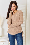 Double Take Drawstring Ribbed Long Sleeve T-Shirt