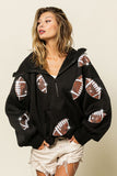 BiBi Sequin Football Half Zip Hoodie