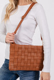 Fame Faux Leather Basket Weave  Crossbody Bag