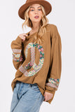 SAGE + FIG Peace Applique Patch Long Sleeve Top