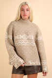 VERY J Christmas Element Mock Neck Long Sleeve Sweater