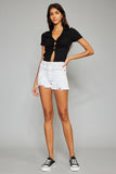 Kancan Full Size High Rise Frayed Hem Denim Shorts,