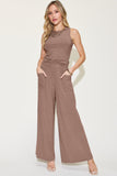 Basic Bae Full Size Ribbed Tank and Wide Leg Pants Set