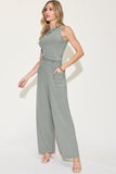 Basic Bae Full Size Ribbed Tank and Wide Leg Pants Set