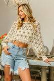 BiBi Dolman Sleeve Flower Crochet Lace Cover Up