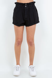 American Bazi High Waist Paper Bag Shorts,