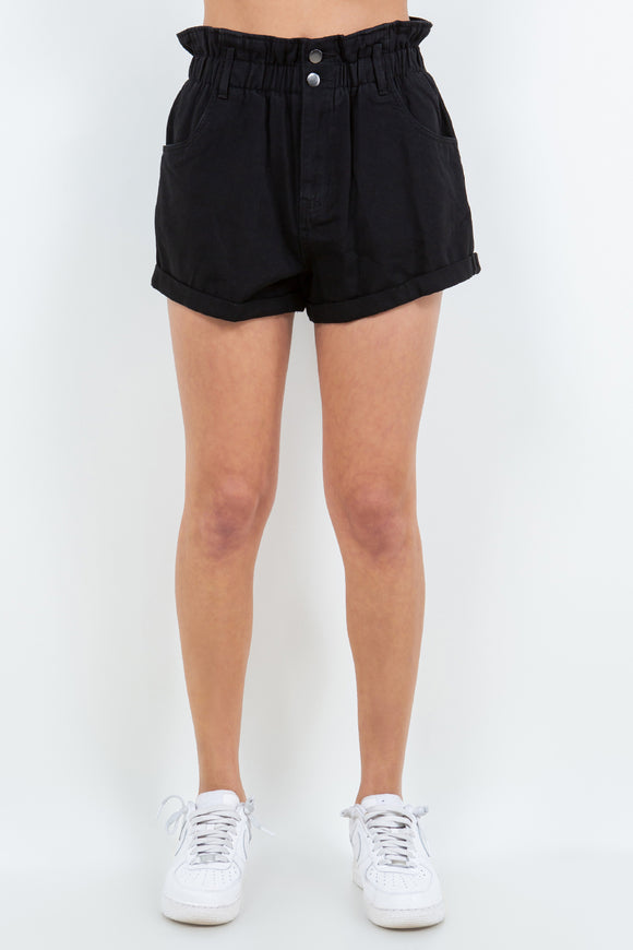 American Bazi High Waist Paper Bag Shorts,