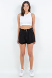 American Bazi High Waist Paper Bag Shorts,