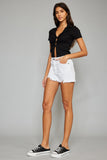 Kancan Full Size High Rise Frayed Hem Denim Shorts,