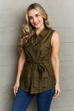 Ninexis Follow The Light Sleeveless Collared Button Down Top