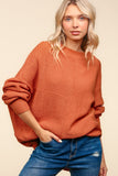 Haptics Full Size Side Slit Texture Asymmetric Sweater