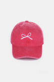 Zenana Bow Embroidered Washed Cotton Caps