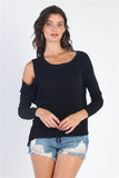 UNIQ Cold Shoulder Long Sleeve Knit Top