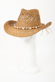 Fame Cowrie Shell Beaded String Straw Hat,