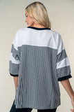 White Birch Full Size Striped Contrast Round Neck Top