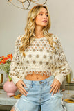 BiBi Dolman Sleeve Flower Crochet Lace Cover Up