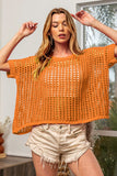 BiBi Hollowed Out Short Sleeve Knit Cover Up