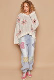 POL Floral Pattern Hooded High-Low Sweater