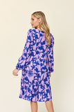 Double Take Full Size Printed Ruffle Hem Long Sleeve Dress