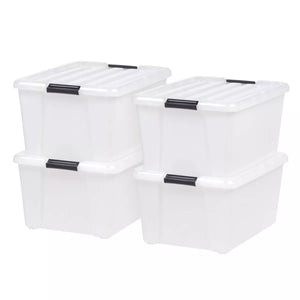 45qt Plastic Storage Container Bin with Secure Lid and Latching Buckles Clear