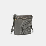 Nicole Lee USA Metallic Stitching Embroidery Inlaid Rhinestone Crossbody Bag