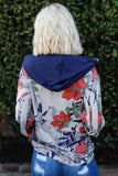 Blumin Apparel Full Size Floral Zip Up Hoodie