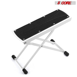 5 Core Guitar Footstool White| Adjustable Guitar Foot Rest| Solid Iron Guitar Foot Stand with 6-Level Height| Sturdy and Durable Guitar Leg Rest Step- GFS WH