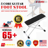 5 Core Guitar Footstool White| Adjustable Guitar Foot Rest| Solid Iron Guitar Foot Stand with 6-Level Height| Sturdy and Durable Guitar Leg Rest Step- GFS WH