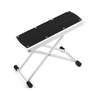 5 Core Guitar Footstool White| Adjustable Guitar Foot Rest| Solid Iron Guitar Foot Stand with 6-Level Height| Sturdy and Durable Guitar Leg Rest Step- GFS WH