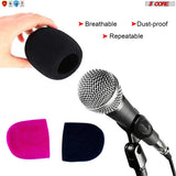 5 Core Thick Handheld Stage Microphone Windscreen Foam Cover Mic Covers Foam Protection For Dynamic Vocal Microphone For Karaoke Black & Pink - SPONGE