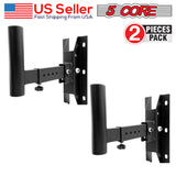 5 Core Pair of Speaker Stand Wall Mounted Bracket Heavy Duty Metal Supports 90 Lbs Holder Rotatable Angle, Adjustable Swivel Tilt Universal Hanger 2 Pieces- WST 02