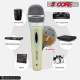 5 Core Microphone Wired Dynamic Vocal Handheld Mic Cardioid Unidirectional Microfono w On and Off Karaoke Switch Includes XLR Audio Cable for Singing, Public Speaking, & Parties PM 286 WH