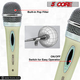 5 Core Microphone Wired Dynamic Vocal Handheld Mic Cardioid Unidirectional Microfono w On and Off Karaoke Switch Includes XLR Audio Cable for Singing, Public Speaking, & Parties PM 286 WH