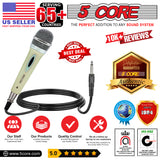 5 Core Microphone Wired Dynamic Vocal Handheld Mic Cardioid Unidirectional Microfono w On and Off Karaoke Switch Includes XLR Audio Cable for Singing, Public Speaking, & Parties PM 286 WH