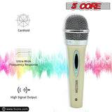 5 Core Microphone Wired Dynamic Vocal Handheld Mic Cardioid Unidirectional Microfono w On and Off Karaoke Switch Includes XLR Audio Cable for Singing, Public Speaking, & Parties PM 286 WH