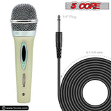 5 Core Microphone Wired Dynamic Vocal Handheld Mic Cardioid Unidirectional Microfono w On and Off Karaoke Switch Includes XLR Audio Cable for Singing, Public Speaking, & Parties PM 286 WH