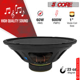 5 Core 10 Inch Speaker 60 Watt RMS Pro Audio Car Speakers 4 OHM Raw Replacement Sub Woofer 13 Oz Magnet Clear Surround Sound SP-1090