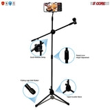 5 Core Microphone Stand + Phone Holder Floor Boom Mic Stand Gooseneck + Tablet Holder Collapsible Adjustable Tripod Mic Stand w Two Mic Clips + Carry Bag for Singing Karaoke Studio Parties MS MOB