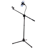 5 Core Microphone Stand + Phone Holder Floor Boom Mic Stand Gooseneck + Tablet Holder Collapsible Adjustable Tripod Mic Stand w Two Mic Clips + Carry Bag for Singing Karaoke Studio Parties MS MOB