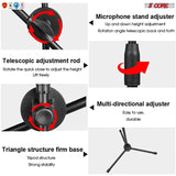 5 Core Microphone Stand + Phone Holder Floor Boom Mic Stand Gooseneck + Tablet Holder Collapsible Adjustable Tripod Mic Stand w Two Mic Clips + Carry Bag for Singing Karaoke Studio Parties MS MOB