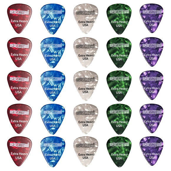 5 Core Guitar Picks 20 Pcs | Guitar Pick for Bass, Electric, Acoustic| Extra Heavy Gauge Durable Premium Celluloid Guitar Picks 1.2mm| 4xRed, 4xGreen, 4xWhite, 4xPurple, 4xBlue- G PICK EXH RGWPB 20PK