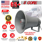 5 CORE Paging PA Horn Weatherproof 9 Inch Indoor Outdoor 20 Watt RMS 200W PMPO 8 Ohm Loud Speaker Alarm Siren Grey - UHC 150