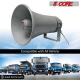 5 CORE Paging PA Horn Weatherproof 9 Inch Indoor Outdoor 20 Watt RMS 200W PMPO 8 Ohm Loud Speaker Alarm Siren Grey - UHC 150