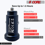 5 Core Car Charger Cigarette Lighter USB Charger Aluminum Alloy Dual USB w LED Fast Charging Power Adapter for iPhone iPad Samsung Galaxy -CDKC13 2Pcs