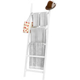 Blanket Ladder, 5-Layer Towel Racks, Blanket Holder with Anti-Slip Construction Home Decor, Decorative Blanket, Quilt, Towel, Scarf Ladder Shelves for Livingroom, Bedroom, Bathroom, White