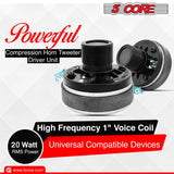 5 Core Compression Driver 1" Exit Screw-On Horn 200W PMPO Tweeter Driver Unit High Frequency 8 Ohms 1" Voice Coil 108dB Also-for Car Audio Speaker System 5C-D26