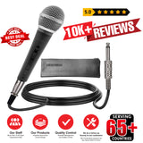 5 Core Premium Vocal Dynamic Cardioid Handheld Microphone Neodymium Magnet Unidirectional Mic; 16ft Detachable XLR Deluxe Cable to ? Audio Jack; Mic Clip; On/Off Switch for Karaoke Singing ND-58