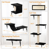 5 Pcs Wall Mounted Cat Climber Set;  Floating Cat Shelves and Perches;  Cat Activity Tree with Scratching Posts;  Modern Cat Furniture