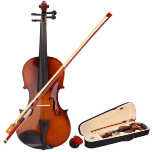 New 4/4 Acoustic Violin Case Bow Rosin Natural